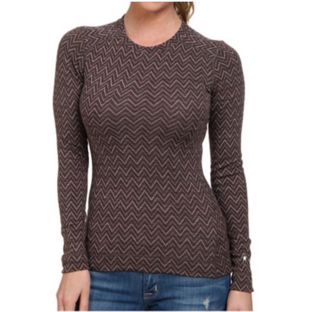 Smartwool Thermal 250 Merino Crew Baselayer Maroon Chevron, M burgundy